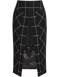 Sacai - Cotton Twill-paneled Checked Wool Skirt - Lyst
