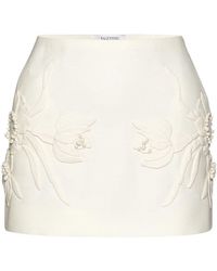 Valentino - Floral-embroidered Mini Skirt - Lyst