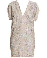 BCBGMAXAZRIA - Freja Organza Lace Beige Dress - Lyst