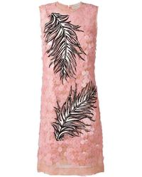 Emilio Pucci Pailette Lace Feather Embroidered Dress - Pink