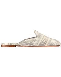 Dior - Toile De Jouy Motif Flat Mules In Grey Stone - Lyst