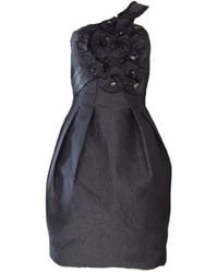 BCBGMAXAZRIA - Gunmetal One-shoulder Rosette Cocktail Dress - Lyst