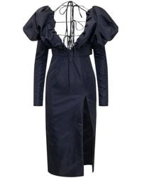 LAQUAN SMITH - Faille Halter Neck Puff Sleeve Midi Dress - Lyst