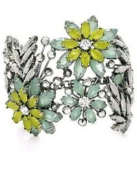 BCBGMAXAZRIA - Green Floral Stone Cuff Bracelet - Lyst