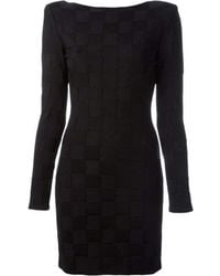 Balmain - Check Jacquard Deep V-back Dress - Lyst