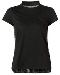 Sacai - Back Pleat Black T-shirt L - Lyst