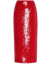 David Koma - Sparkly Sequinned Red Midi Skirt - Lyst