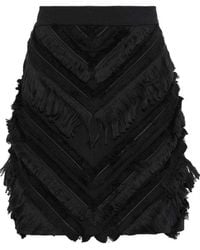 Balmain - Chevron Fringed Mini Skirt - Lyst