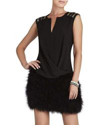 BCBGMAXAZRIA - Gisele Front Draped Sleeveless Beaded Blouse - Lyst