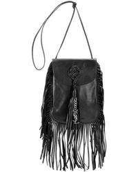 Lyst Saint Lau Ysl Anita Fringe Leather Shoulder Bag In Black
