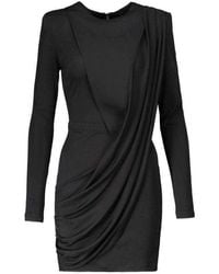 Balmain - Voile Draped Mini Dress - Lyst