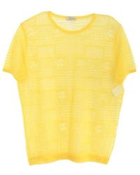 Nina Ricci - Yellow Silk Sheer Fine Knit T-shirt - Lyst
