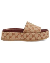 gucci women's natural original gg canvas slides