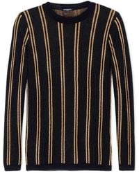 Balmain - Black And Gold Striped Sweater - Lyst