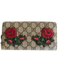 Gucci - GG Supreme Monogram Embroidered Floral Zip Around Wallet - Lyst