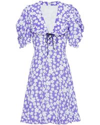Miu Miu - Marocain Floral Print Silk Dress - Lyst