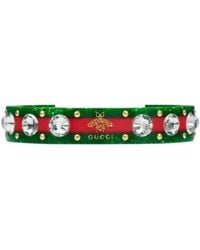 Gucci - Vintage Web Cuff Bracelet With Crystals - Lyst