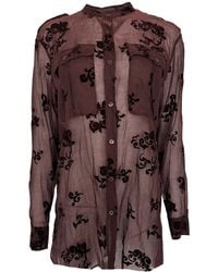 Dries Van Noten - Burgundy Floral Silk Blend Shirt - Lyst