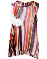 Sacai - Striped Pleated Camisole Tank Top - Lyst