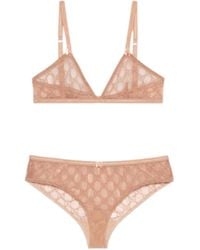 Gucci - GG All Over Embroidered Tulle Lingerie Set - Lyst