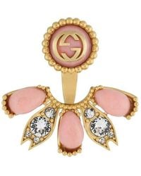 Gucci - Interlocking G Crystal Single Earring In Gold-tone Brass - Lyst