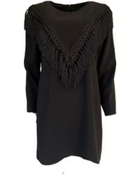 Cult Moda - Black Bodycon Fringe Detail Dress - Lyst