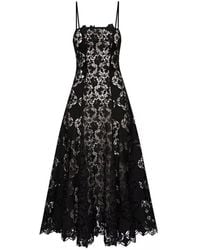 Oscar de la Renta - Black Guipure Lace Midi Dress - Lyst