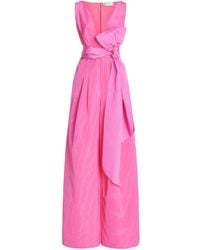 Oscar de la Renta - Cotton Blend Wide Leg Jumpsuit French Pink - Lyst
