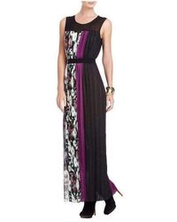 BCBGMAXAZRIA - Purple Cerise Pleated Color Block Dress - Lyst