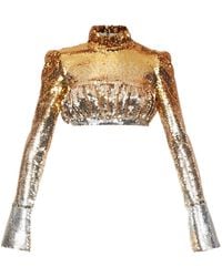 Rabanne - Ombré Sequin Ruffle Neck Top - Lyst