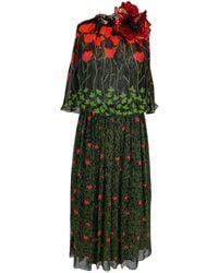 Gucci - Poppy Field Fil Coupé Silk Cape Dress - Lyst