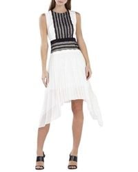 BCBGMAXAZRIA - Sleeveless Pleated-skirt Lace-trim Dress - Lyst