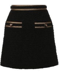 Gucci - Metallic-trimmed Cotton-blend Tweed Mini Skirt - Lyst