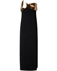 Akris - Midi Cocktail Dress With Gold Leather Detail - Lyst