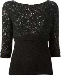 Nina Ricci - Black Wool Blend Lace Sweater - Lyst