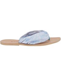 Balmain - Blue Leather Thong Flats - Lyst