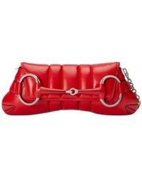 Gucci - Red Horsebit Chain Medium Shoulder Bag - Lyst