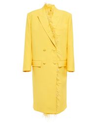 Valentino - Feather-trimmed Virgin Wool Trench Coat - Lyst
