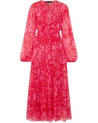 Gucci - Floral Silk Chiffon Maxi Dress With Pleated Skirt - Lyst