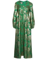 Gucci - Wool Lamé Floral Jacquard Dress - Lyst