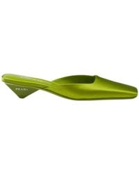 Prada - Square-toe Satin Mules - Lyst
