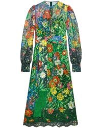 Gucci - X Ken Scott Floral Print Lace Dress - Lyst