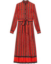 Gucci - Square G Chain Print Silk Dress - Lyst