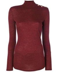Balmain - Burgundy Wool Knit Turtleneck Sweater Fr 40 (us 10) - Lyst