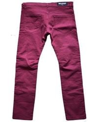Balmain - Burgundy Embroidered Trimming Slim Stretch Jeans - Lyst