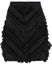 Balmain - Chevron Fringed Mini Skirt - Lyst