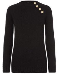 Balmain - & Navy Merino Wool Crew Neck Pullover - Lyst