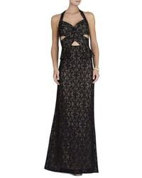 BCBGMAXAZRIA - Daga Cutout Halter Black Gown Dress - Lyst