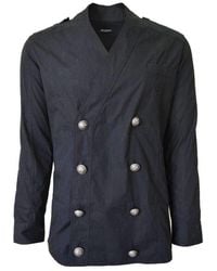 Balmain - Men's Black Double-breasted Cotton Shirt Jacket - Lyst