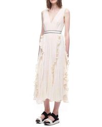 Self-Portrait - V-neck Dress With Fluted Pleats Uk 6 (us 2) - Lyst